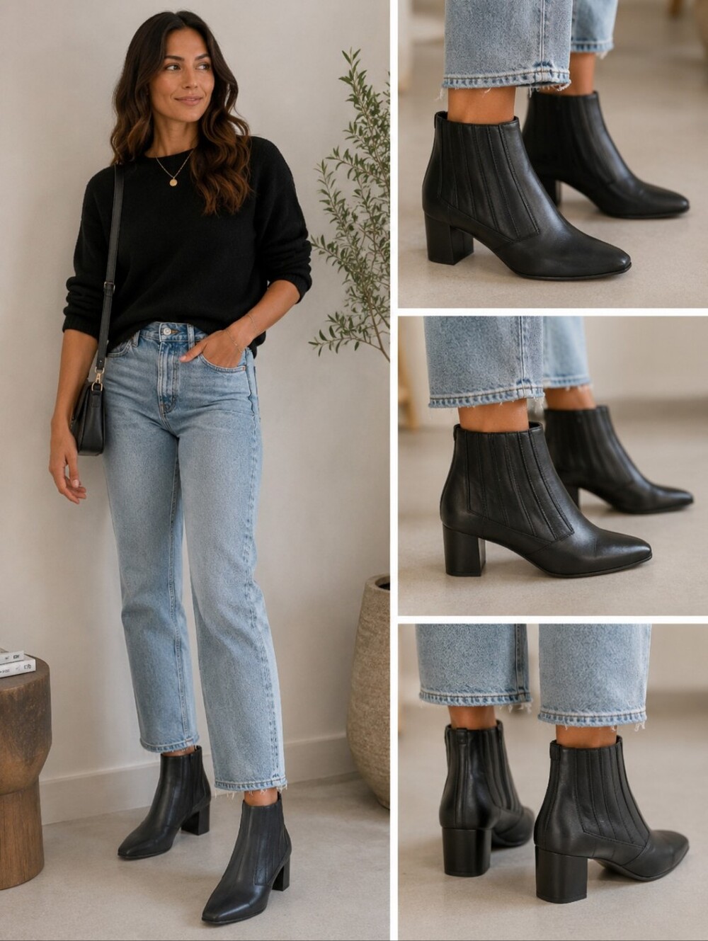 Italeau Jane Waterproof Black Leather Ankle Booties EU 37 US 6.5-7 NIB Handmade